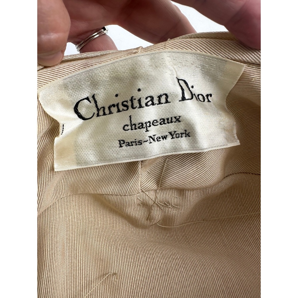 Christian Dior Chapeaux Turban Hat Champagne Gold Vintage Pleated 60s Women OS - Picture 7 of 10